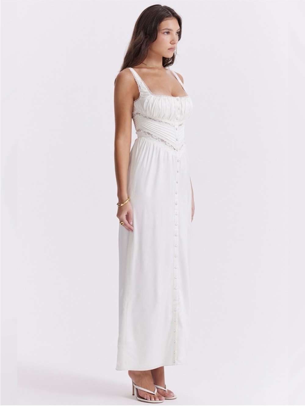 NEW HOUSE OF CB 'Illiana' Ivory Real Silk Maxi Dress Size S - Picture 12 of 13